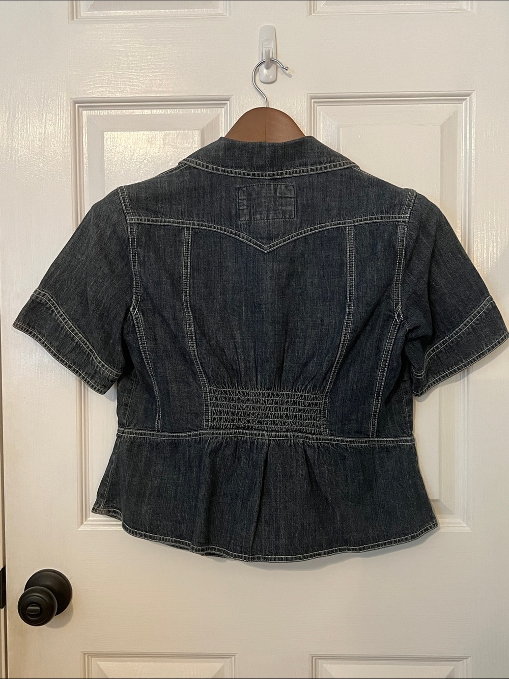 Vintage AMI Button Down Denim Short-Sleeve Shirt Jacket - Size S - Picture 2 of 13
